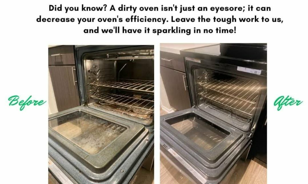 Oven interior after a Bubblin' Betty's deep clean, with baked-on residue removed.